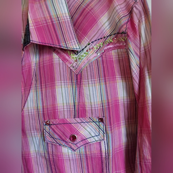 Rock 47 by Wrangker Pink Plaid Shirt XL - Picture 4 of 11